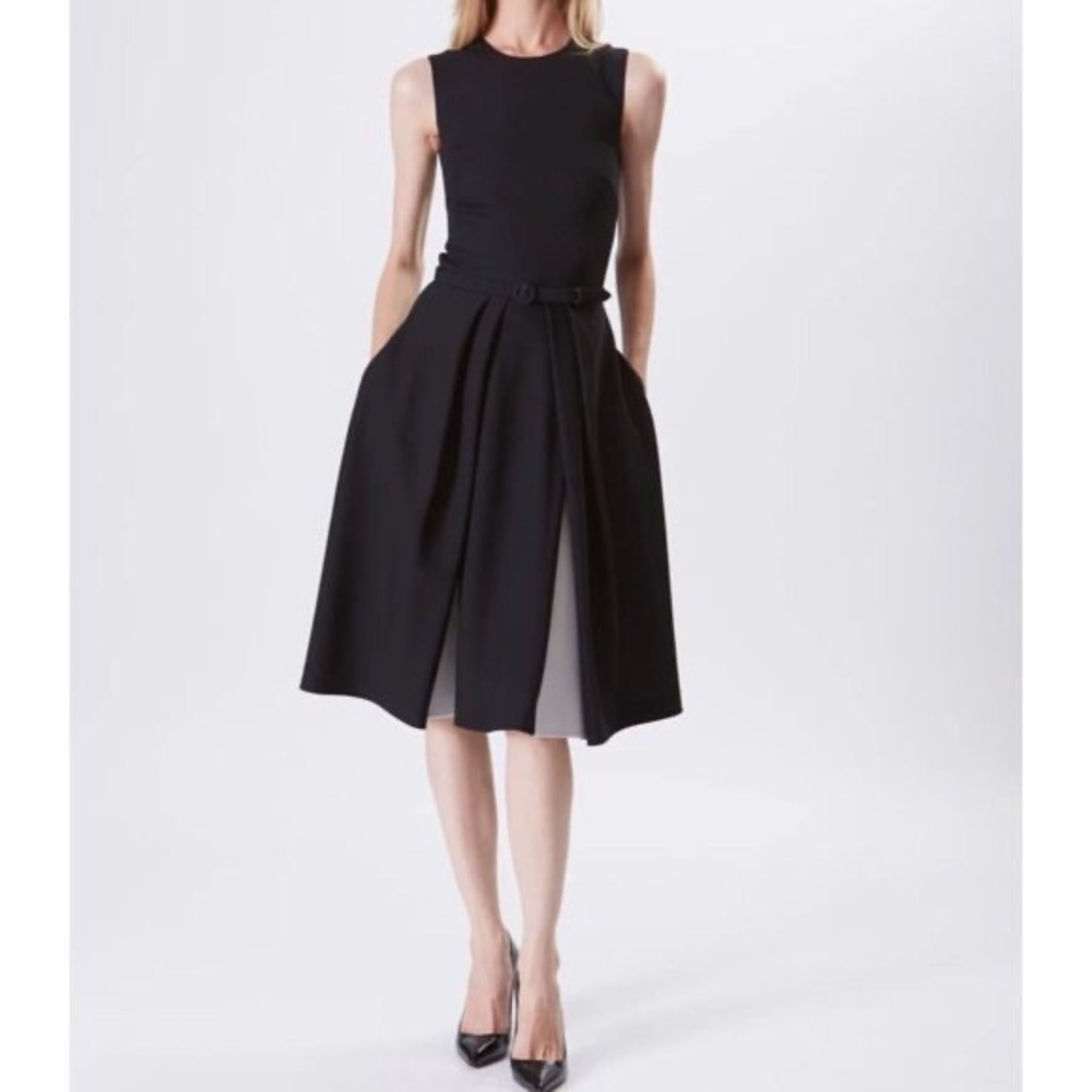 Ralph Lauren Collection Purple Label dress 10 black white fit flare w/ pockets